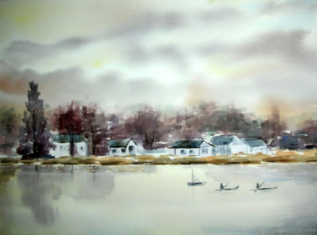 Paisatge Acuarela Papel Paisaje