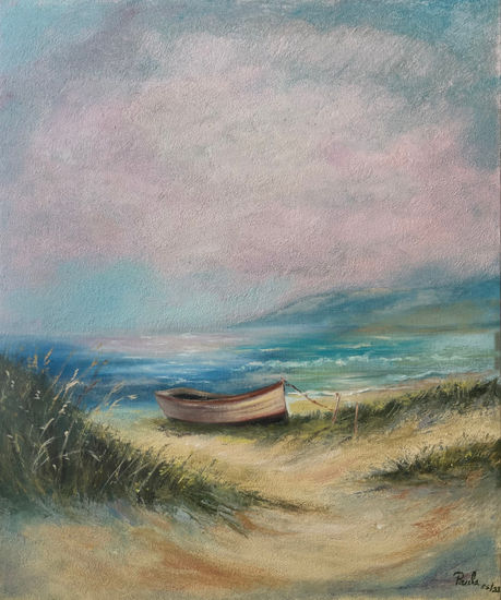 Barca en la orilla Oil Canvas Marine Painting