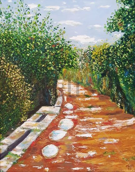 Agricultural road. GÖttingen Germany Oil Canvas Landscaping