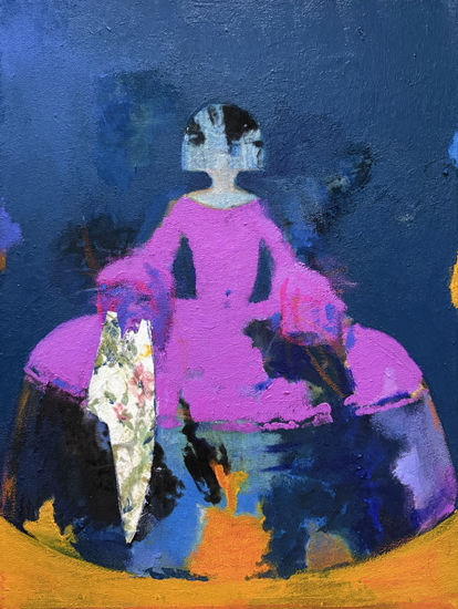 Blue Infanta Mixed media Canvas Figure Painting