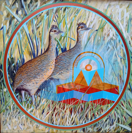 Perdices y objeto metafisico Acrílico Tabla Animales