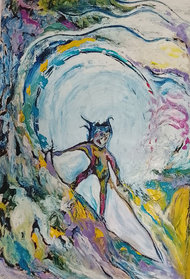 El Duende surfista Óleo Tela Deportes