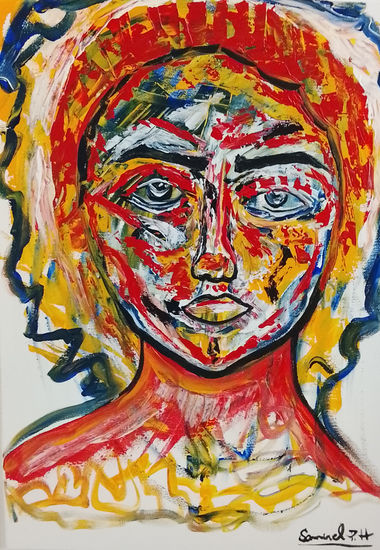 Dolor Mujer abstracta Acrylic Canvas Portrait