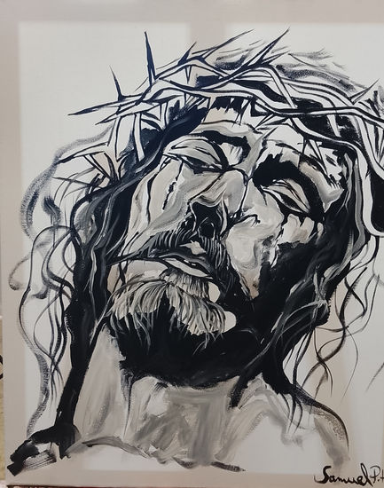 Jesus y el rostro Acrylic Canvas Portrait