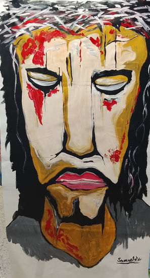 Sangre de jesus Acrylic Textile Portrait