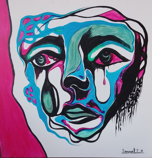 Catarsis de dolor Acrylic Canvas Portrait