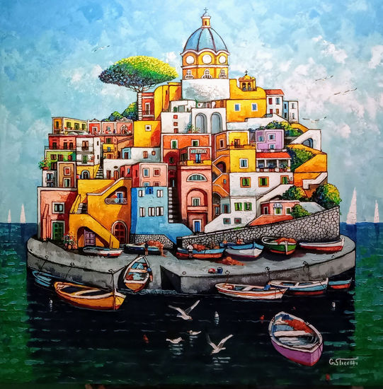 Corricella sintesi 2025 Acrílico Tela Marina