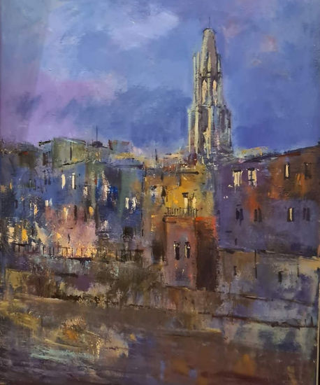 Nocturno Acrílico Lienzo Paisaje