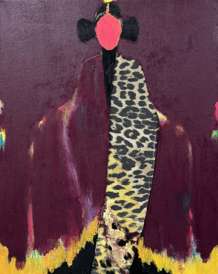 Magenta Purple Abstract Media Mixta Lienzo Figura