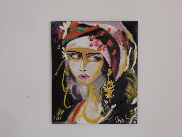 Danza de oro y sombras Acuarela Lienzo Retrato