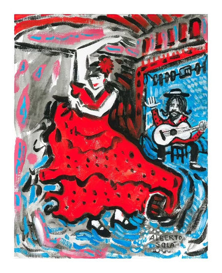 La flamenca y el guitarrista Acrílico Lienzo Figura
