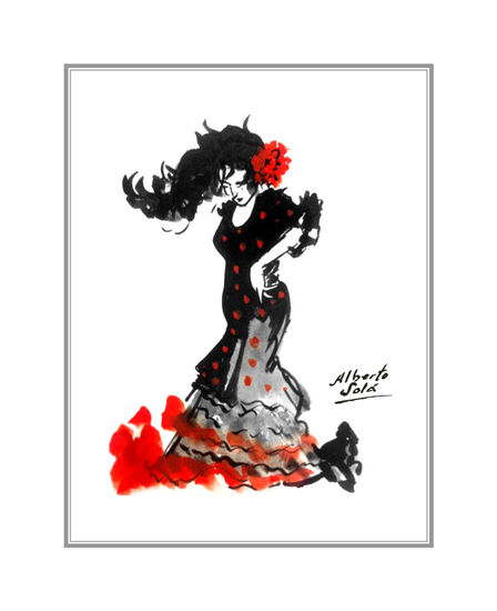Flamenca danzando Acuarela Papel Figura