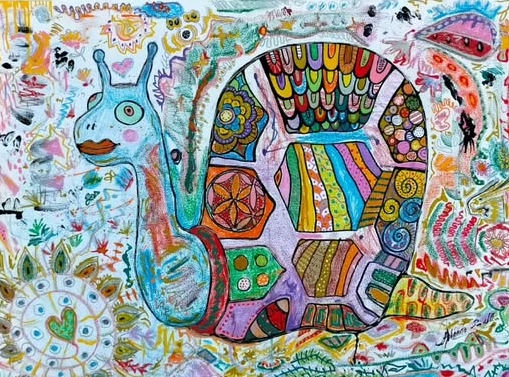 Caracol Mandala Acrílico Lienzo Animales