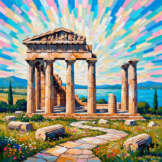 Ruinas bajo luz de Grecia