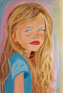 Niña rubia mirada azul