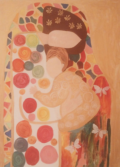 Maternidad inspirada en klimt Acrílico Lienzo Figura