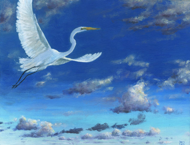 Vuelo de garza blanca Acrylic Canvas Animals