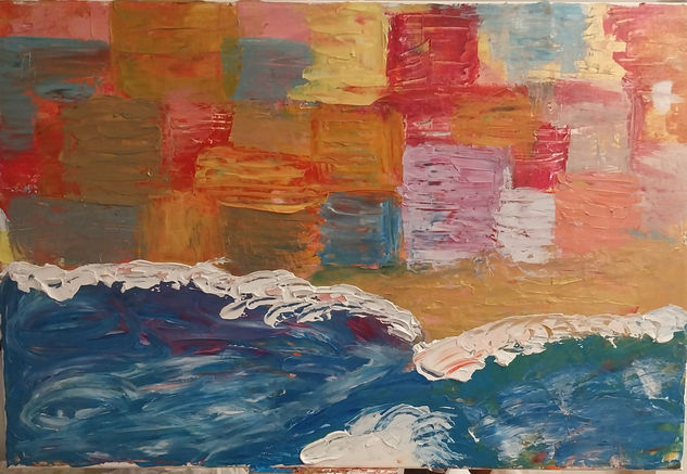 Puerto de mar abstracto Acrílico Lienzo Marina