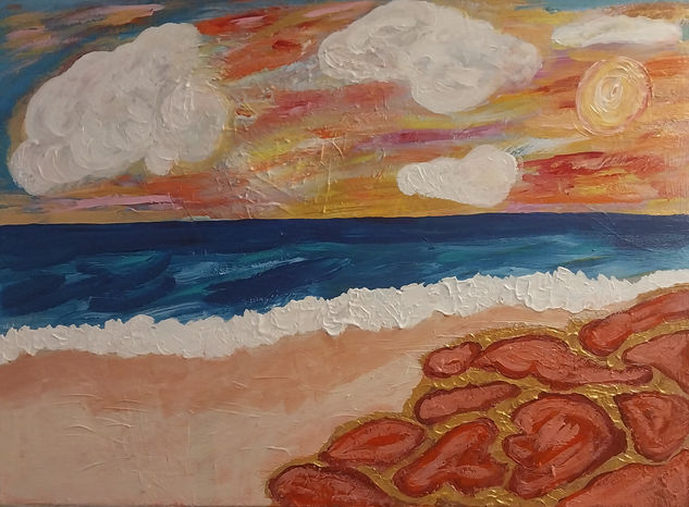 Atardecer en la playa Acrílico Lienzo Marina