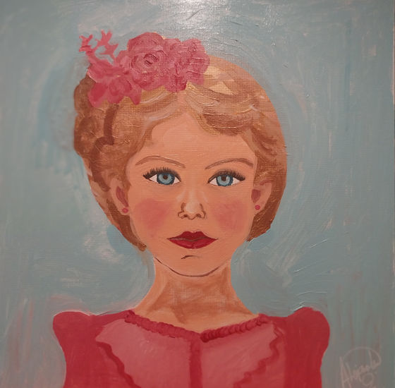 Niña con flores Acrylic Canvas Portrait