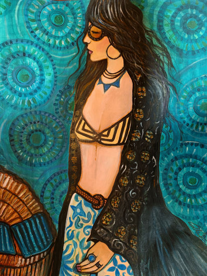 Las Dalias Ibiza Acrylic Canvas Figure Painting