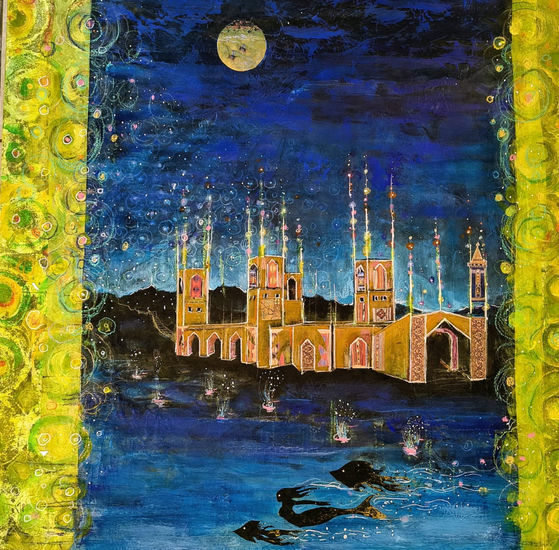 El universo azul Acrylic Canvas Landscaping