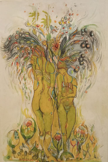 Gemelos en el espejos Acrílico Papel Figura