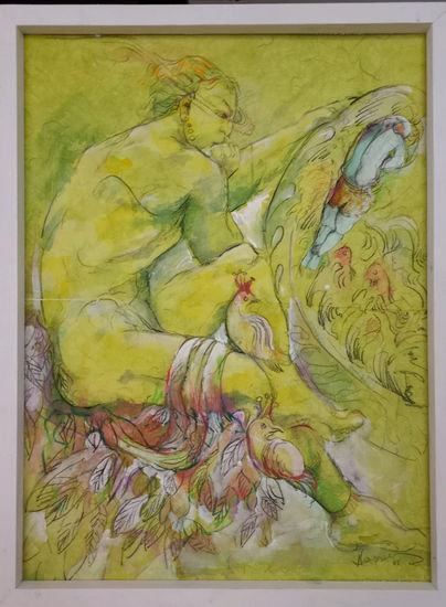 Man in yellow Media Mixta Lienzo Figura