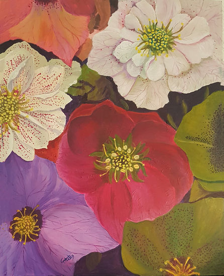 EN MI JARDÍN II Acrylic Canvas Floral Painting