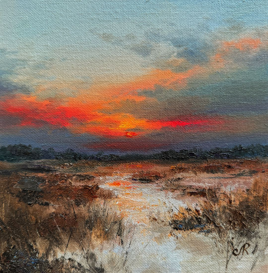 Paisaje Atardecer Oil Panel Landscaping