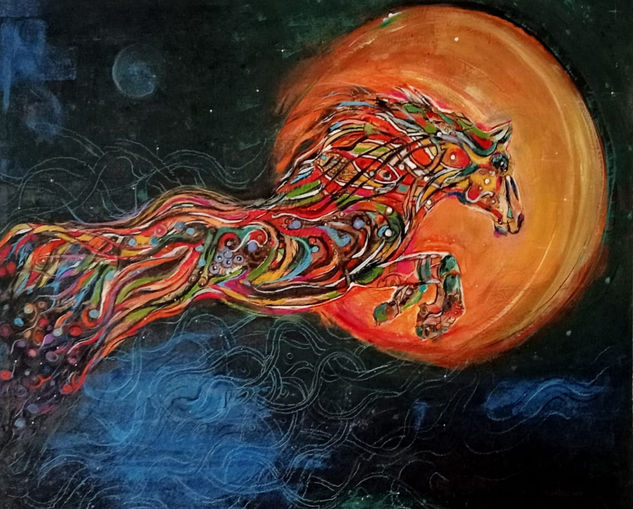 Night Flight Mixed media Canvas Animals