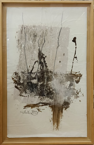 S/T Mixed media Panel Figure Painting