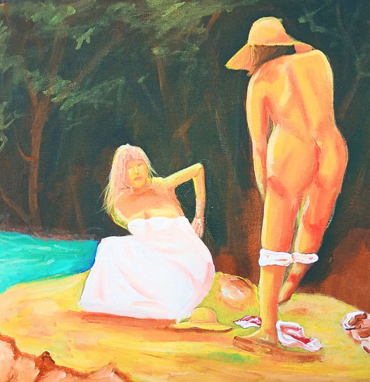 Las bañistas Acrylic Canvas Landscaping