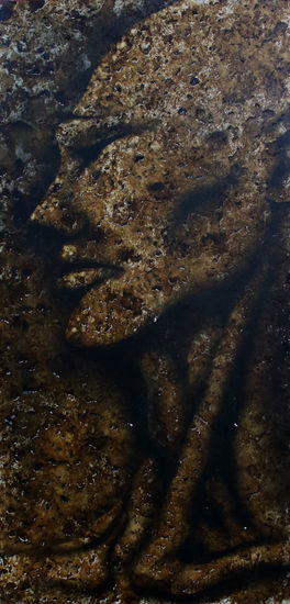 ROCK SHAPE Oil Panel Figure Painting