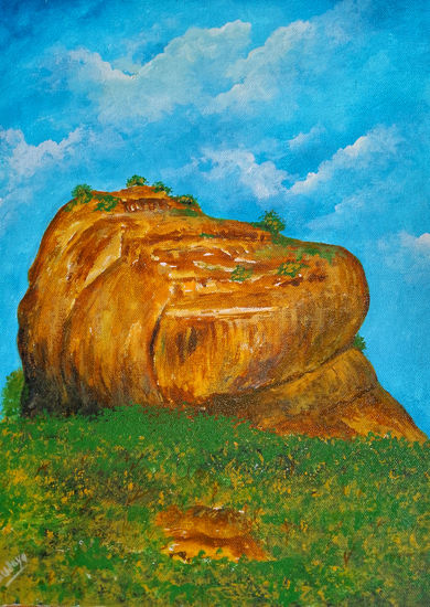 Sigiriya Rock Acrylic Canvas Portrait