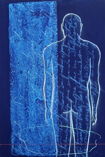 S/T Mixed media Panel Figure Painting