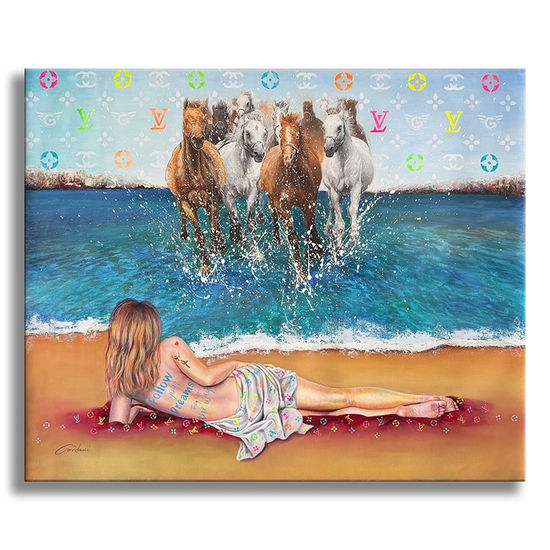 Mares - Original Painting on Canvas Oil Canvas Figure Painting