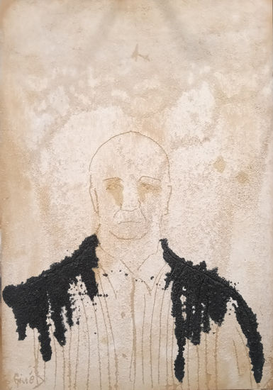 peso de la conciencia Mixed media Panel Figure Painting