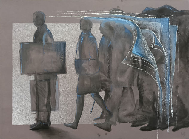 S/T Mixed media Panel Figure Painting