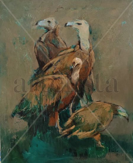 BUITRES Óleo Lienzo Animales