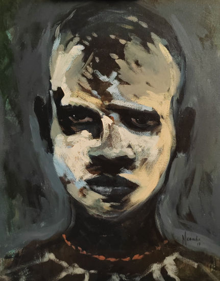 NIÑO AFRICANO Óleo Lienzo Retrato