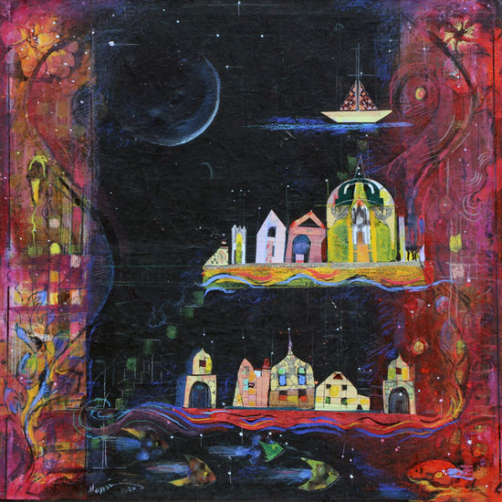 La ciudad flotante Mixed media Canvas Landscaping