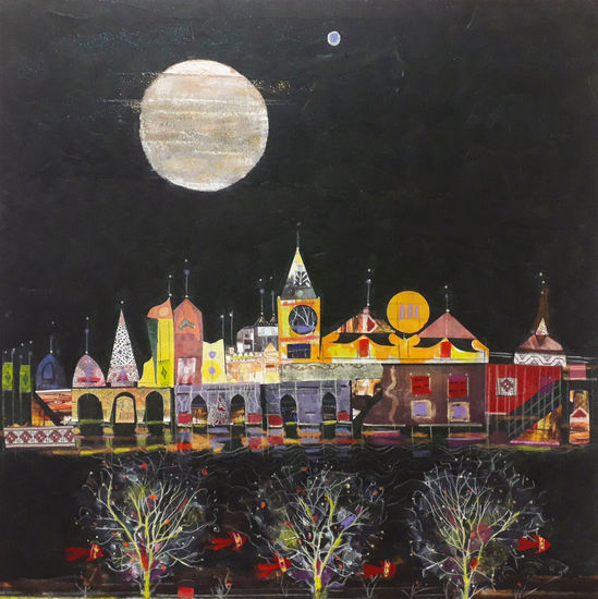 Black Night Mixed media Canvas Landscaping