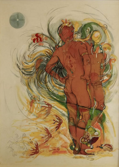 Amantes Mixed media Canvas Figure Painting