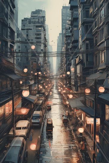 Luces suspendida en la ciudad 