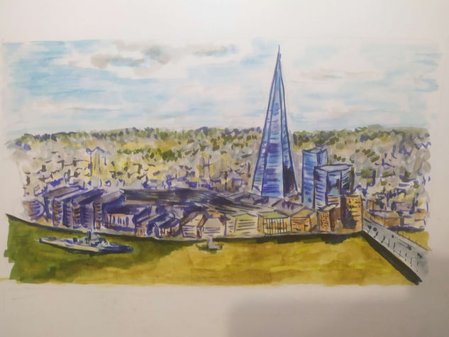 Londres desde el cielo Felt-tip pen Paper Landscaping