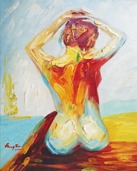 Abstract female nude Óleo Lienzo Desnudos