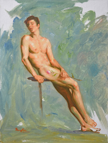 Red rose Oil Canvas Nude Paintings