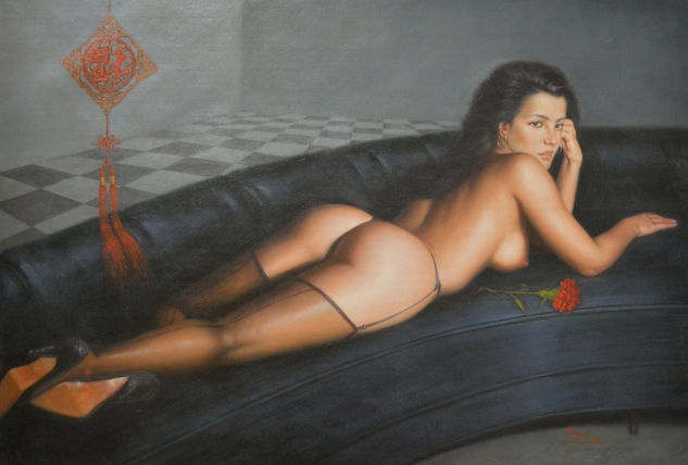 Chinese knotting Oil Canvas Nude Paintings