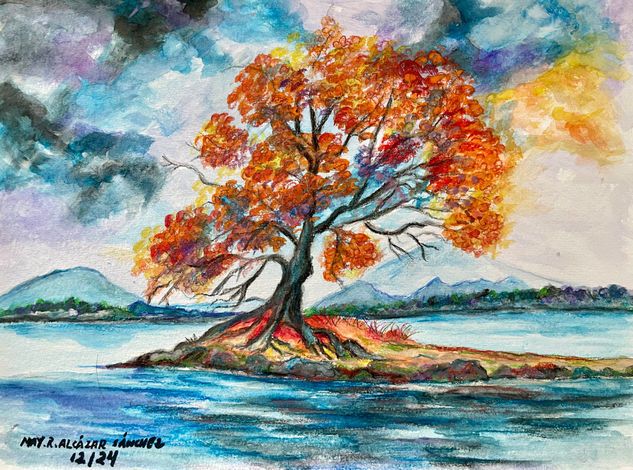 Arbol de otoño Watercolour Paper Landscaping